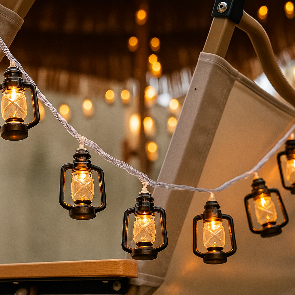 Varal de Lamparina Solar LED Estilo Vintage Decorativa