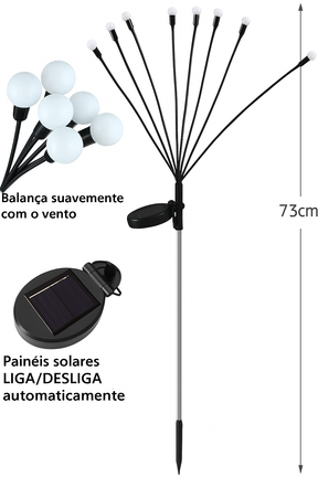 Kit Luminária Solar LED Decorativa Efeito Vagalume Para Jardim