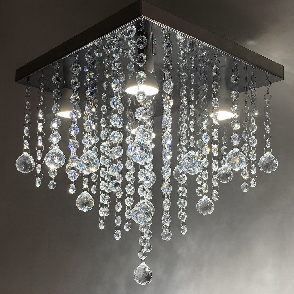 Lustre em Cristal Acrílico com LEDS Efeito Cascata