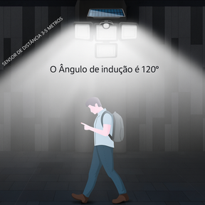 Refletor Solar COB com Sensor de Presença IP65 para Parede