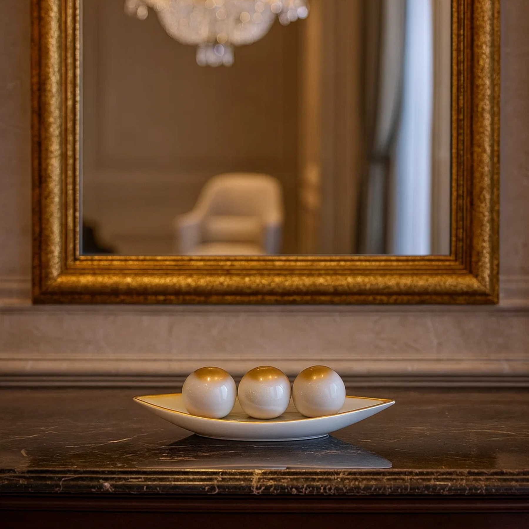 Kit 3 Esferas Decorativas Centro de Mesa em Cerâmica Premium