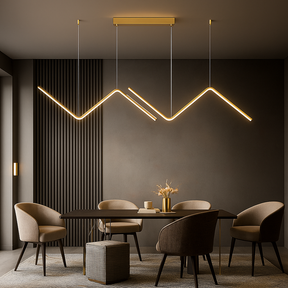 Luminária LED Pendente Geométrica Dourada com 3 Tons de Luz