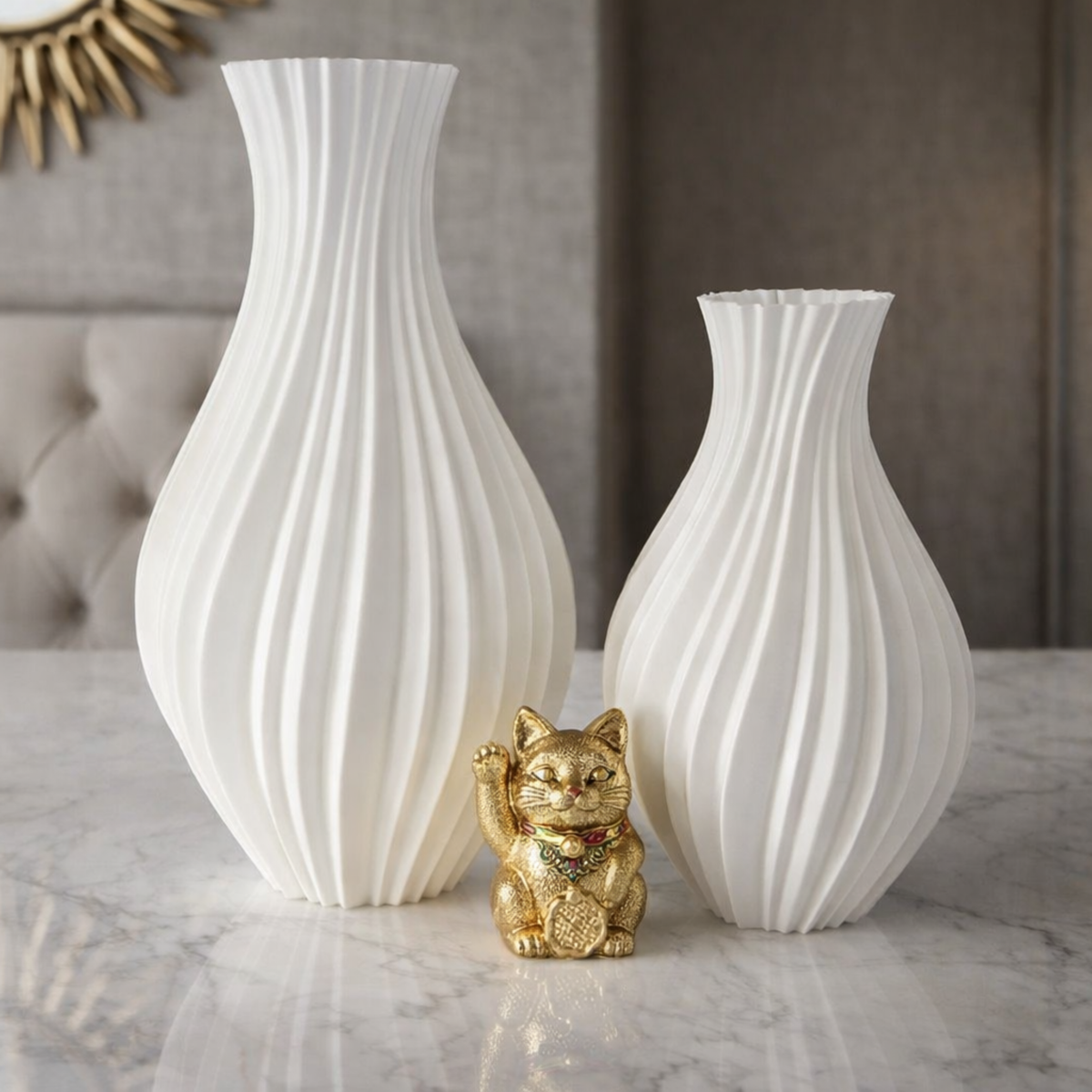 Kit com 2 Vasos Decorativos PLA 3D Design Contemporâneo