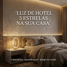 Luminária Touch de Cabeceira em Cristal com 3 Tons de Luz