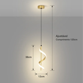 Luminária Pendente com LED Integrado e Design Espiral Ajustável