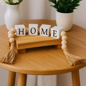 Colar Decorativo de Mesa Sofisticado em Madeira Bege