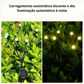 Kit Luminária Solar LED Decorativa Efeito Vagalume Para Jardim