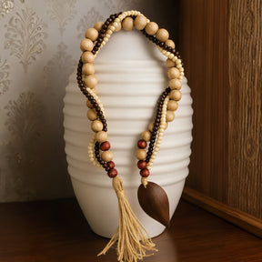 Colar Artesanal de Mesa com Contas de Madeira Mdf Boho Chic