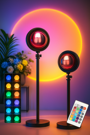 Luminária Projetor Pôr do Sol LED com 16 Cores e Controle Remoto
