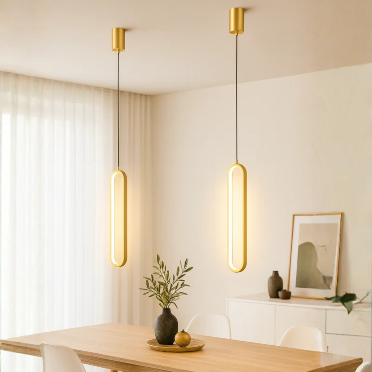 Kit 2 Luminárias Pendentes LED com Design Anel Alongado