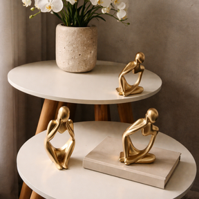 Kit Decorativo com 3 Estátuas Pensador Moderno em Porcelana
