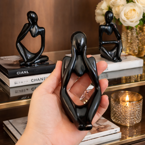 Kit Decorativo com 3 Estátuas Pensador Moderno em Porcelana