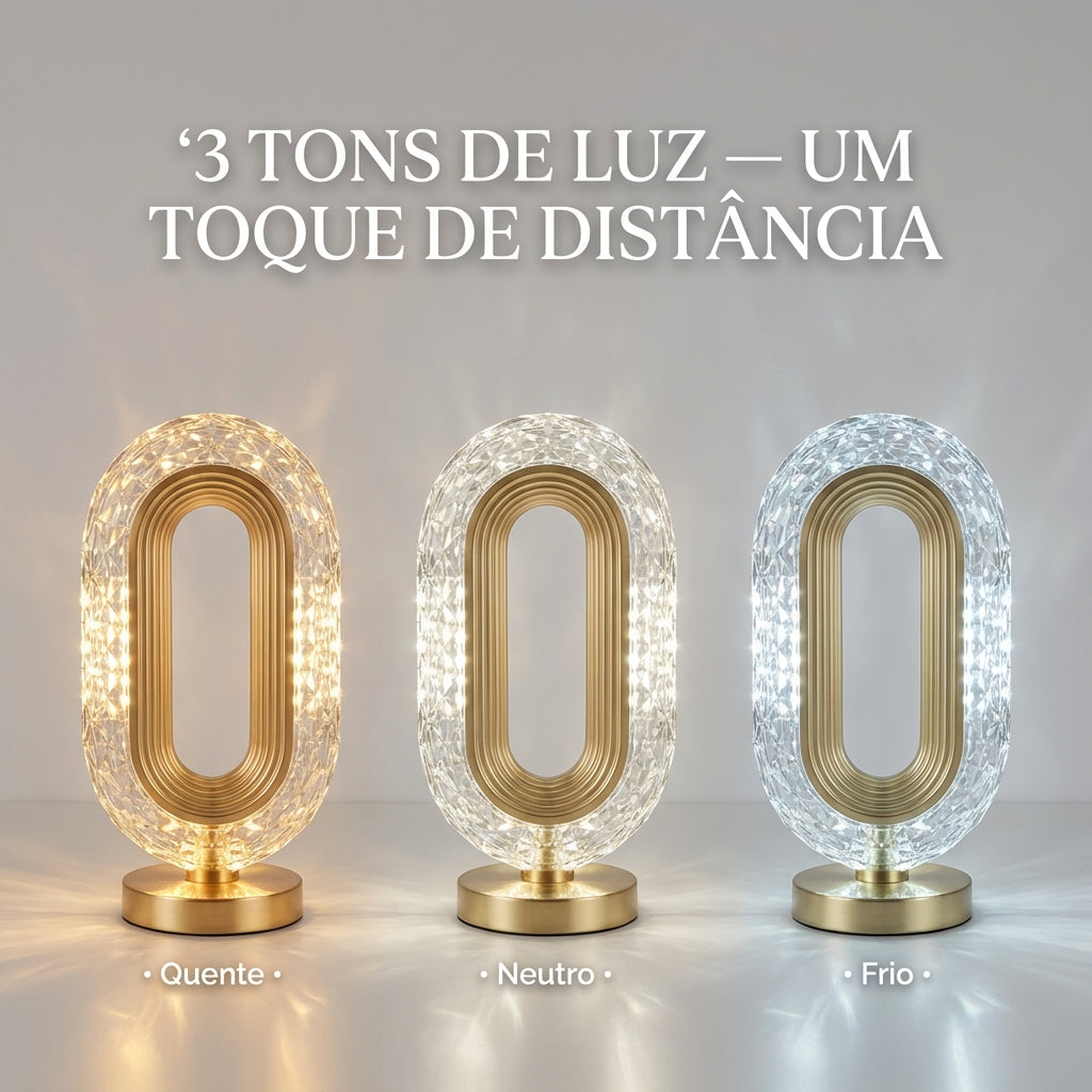 Luminária Touch de Cabeceira em Cristal com 3 Tons de Luz