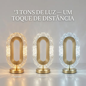 Luminária Touch de Cabeceira em Cristal com 3 Tons de Luz