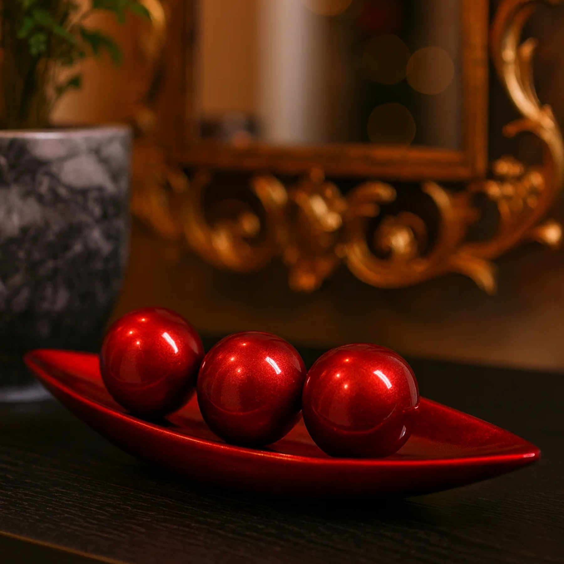 Kit 3 Esferas Decorativas Centro de Mesa em Cerâmica Premium