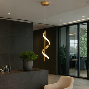 Luminária Pendente com LED Integrado e Design Espiral Ajustável