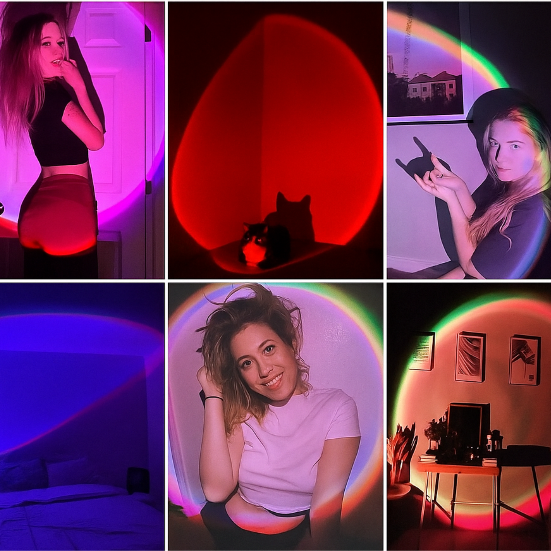 Luminária Projetor Pôr do Sol LED com 16 Cores e Controle Remoto