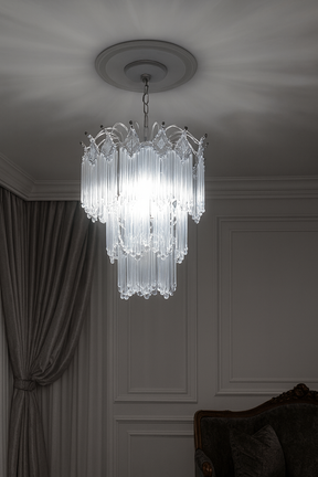 Lustre Cristal Acrílico Design Cascata de Hastes em Camadas