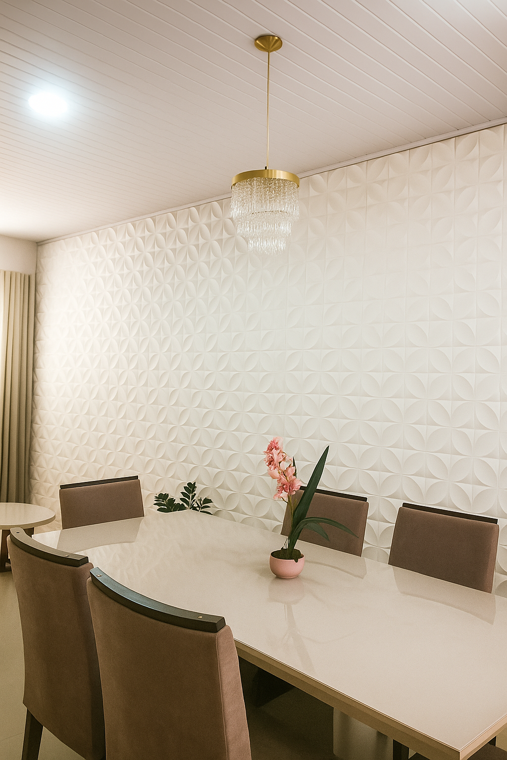 Lustre Pendente em Cobre com Cristais Acrílicos Sofisticados