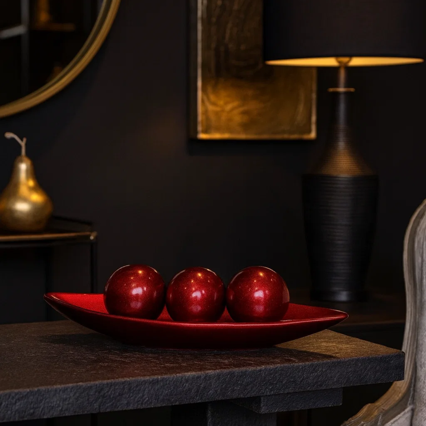 Kit 3 Esferas Decorativas Centro de Mesa em Cerâmica Premium