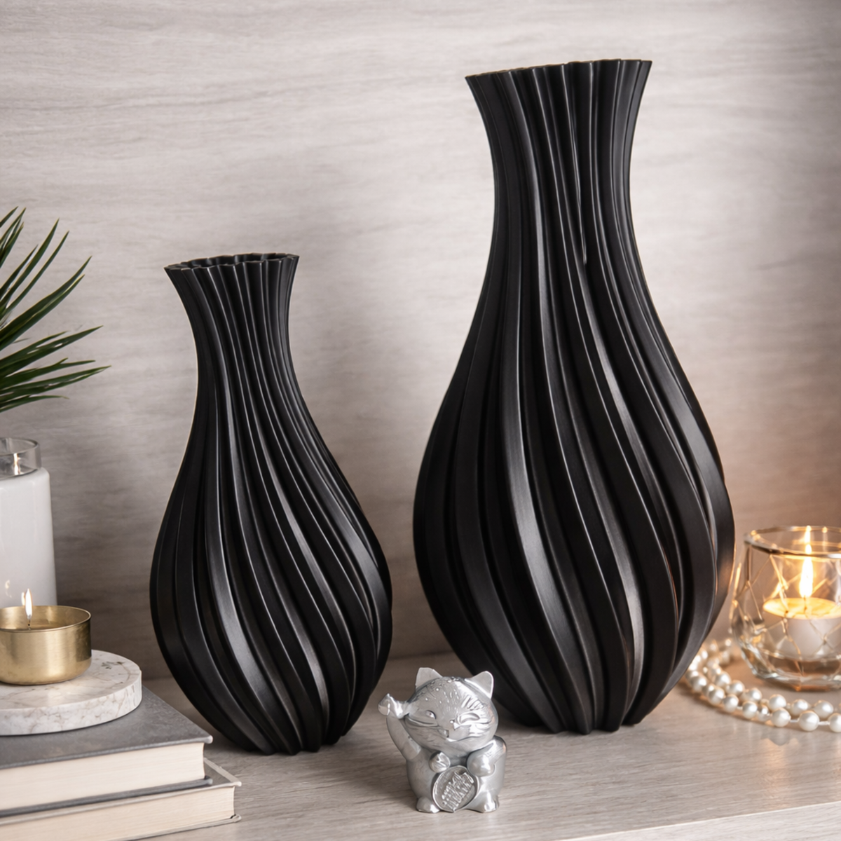 Kit com 2 Vasos Decorativos PLA 3D Design Contemporâneo