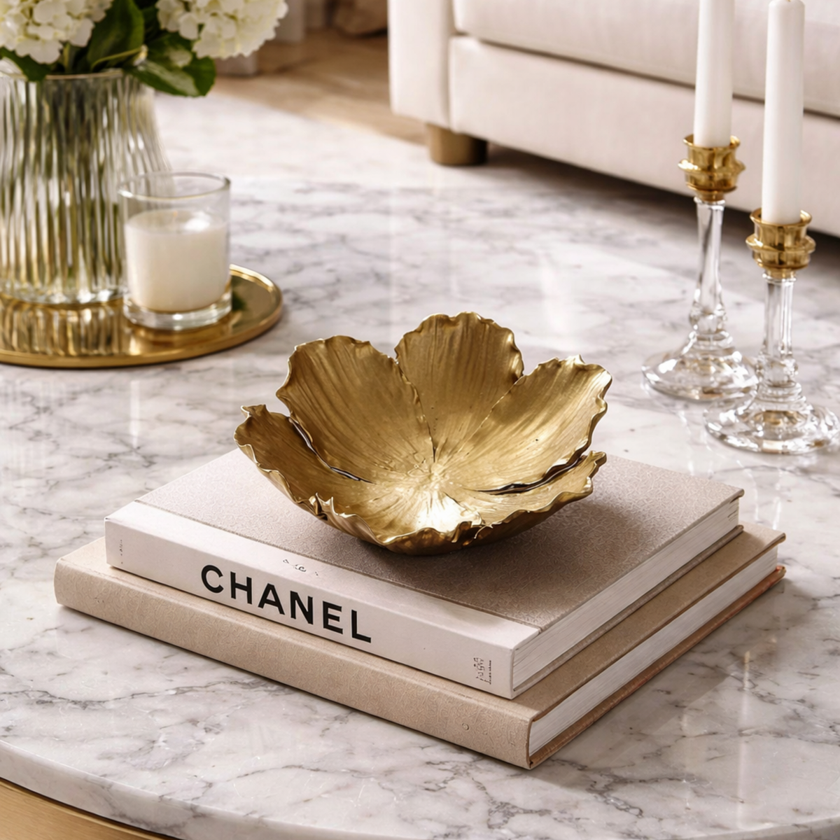 Centro de Mesa Decorativo  Pétalas de Lótus em Resina