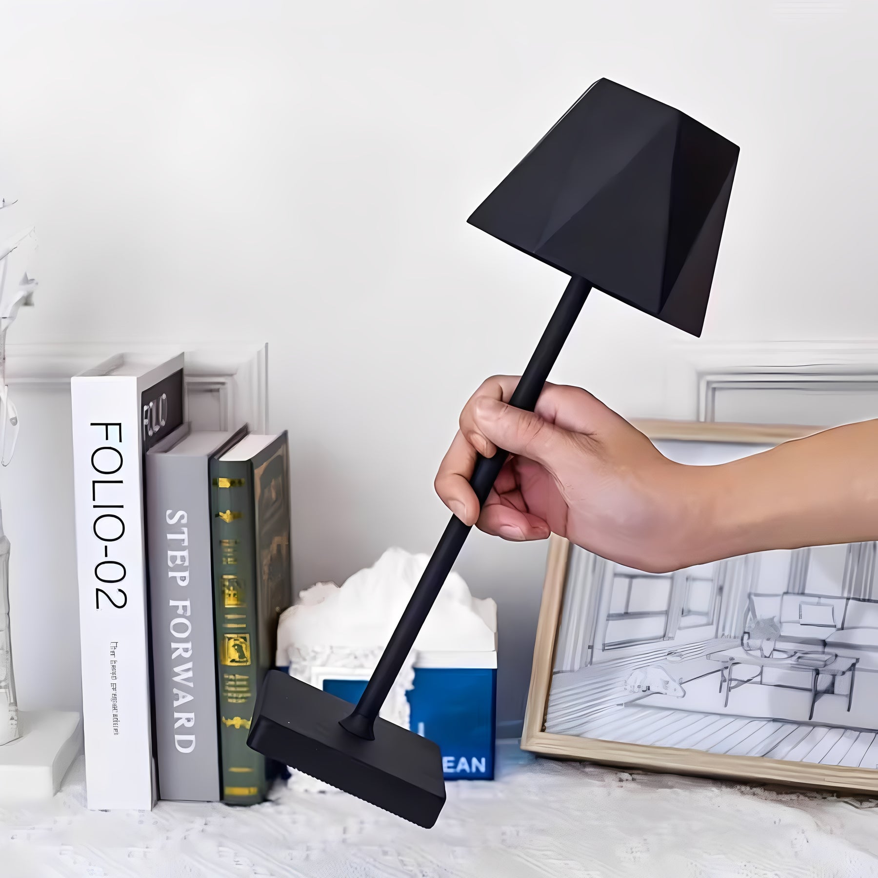 Kit 2 Luminárias LED Touch Geométricas Sem Fio Recarregáveis