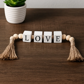 Colar Decorativo de Mesa Sofisticado em Madeira Bege