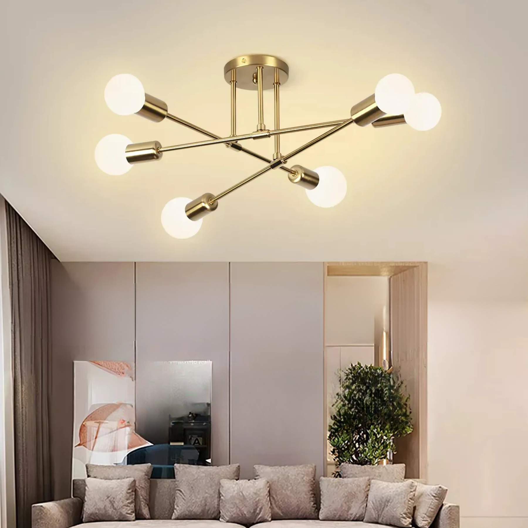 Lustre Moderno Nórdico com Acabamento em Ouro Antigo Sofisticado