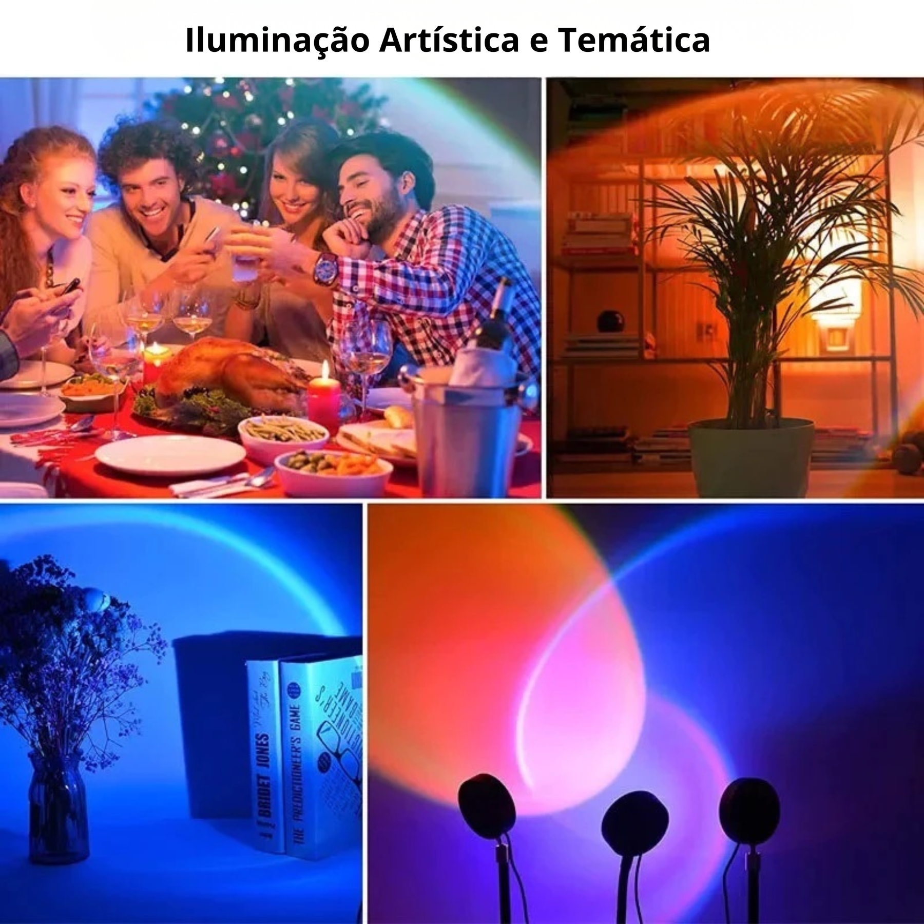 Luminária Projetor Pôr do Sol LED com 16 Cores e Controle Remoto