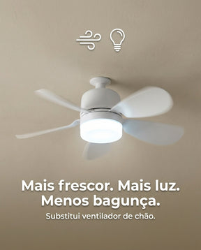 Ventilador de Teto com Luz Rosqueável Silencioso – Instalação em Segundos para ambientes Mais Frescos