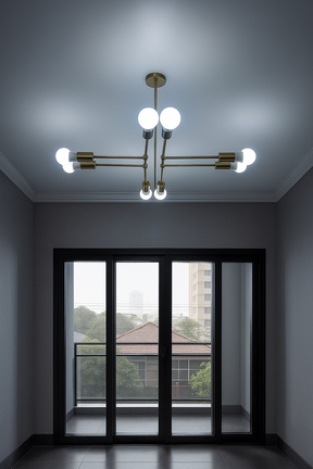 Lustre de Teto Moderno com 8 Lâmpadas e Hastes Estilo Geométrico