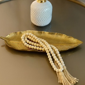 Bandeja Decorativa em Resina com Formato de Folha Alongada