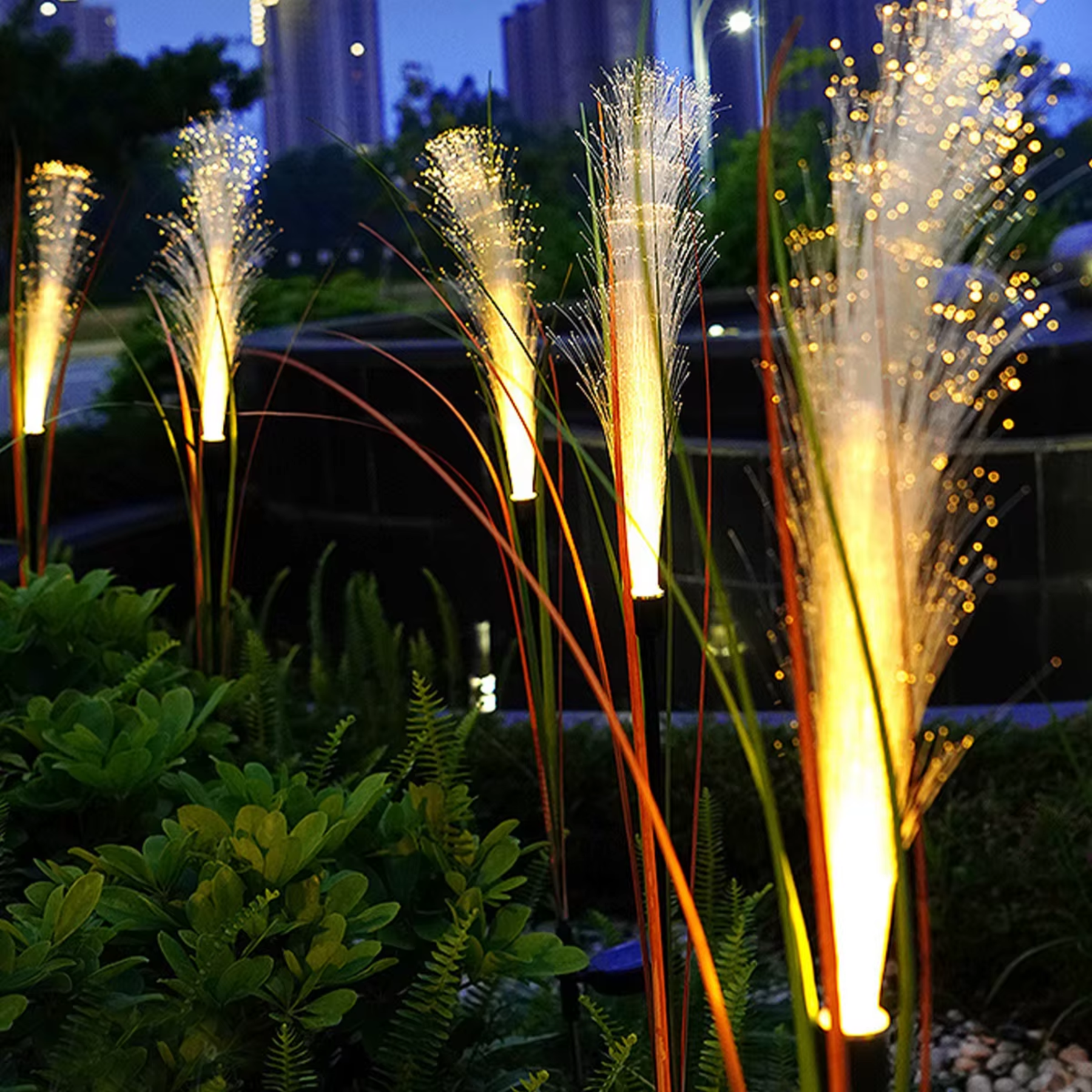 Luminária Solar LED  em Fibra Design Cana de Bambu  para Jardim