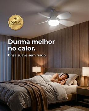Ventilador de Teto com Luz Rosqueável Silencioso – Instalação em Segundos para ambientes Mais Frescos