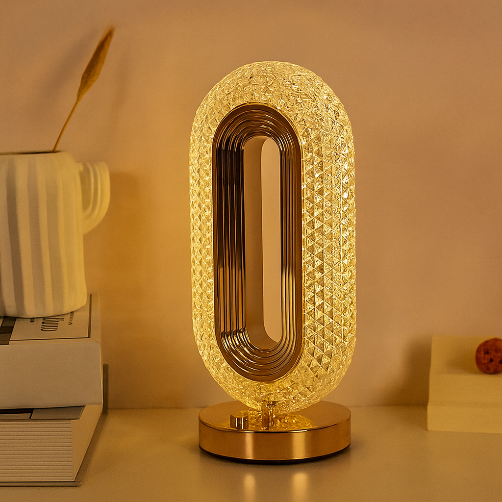 Luminária Touch de Cabeceira em Cristal com 3 Tons de Luz