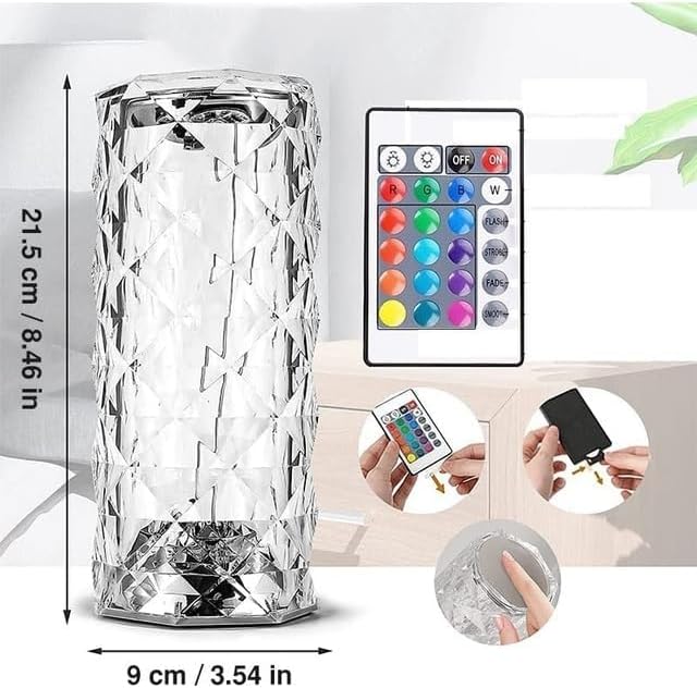 Luminária Cristal LED com 16 Cores e Controle de Toque