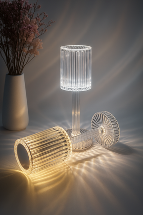 Luminária Cristal Diamante Acrílica LED USB com 3 Cores e Touch
