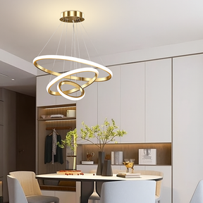Lustre Nórdico LED Triplo Círculo com 3 Temperaturas de Luz