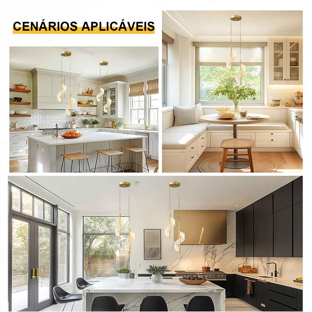 Luminária Pendente LED Minimalista Aspiral Duplo 3 Tons de Luz