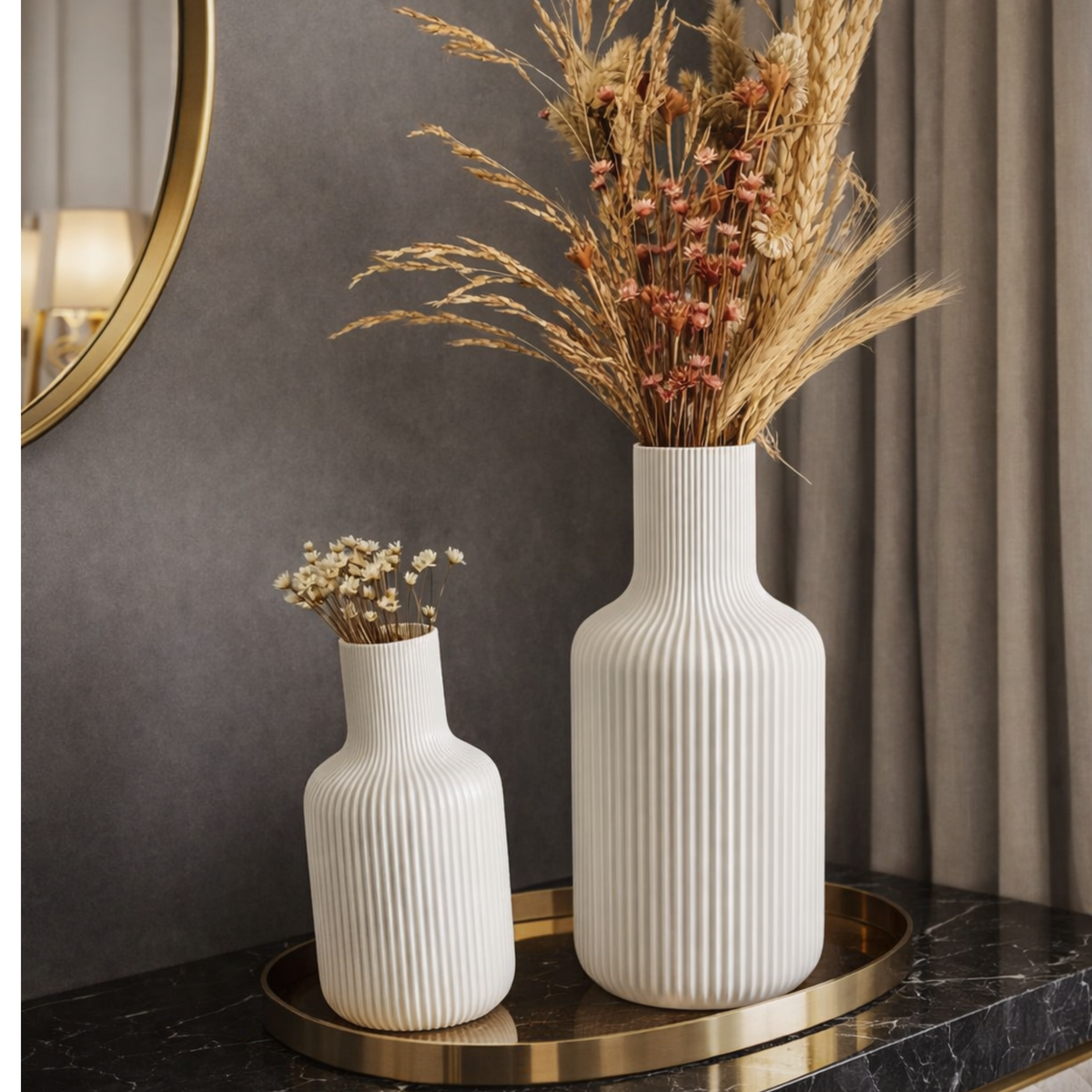 Kit 2 Vasos Decorativos Minimalistas Nórdicos Modernos 3D em PLA