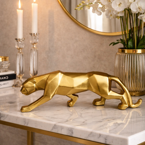 Escultura Pantera Decorativa Sofisticada em Gesso Premium