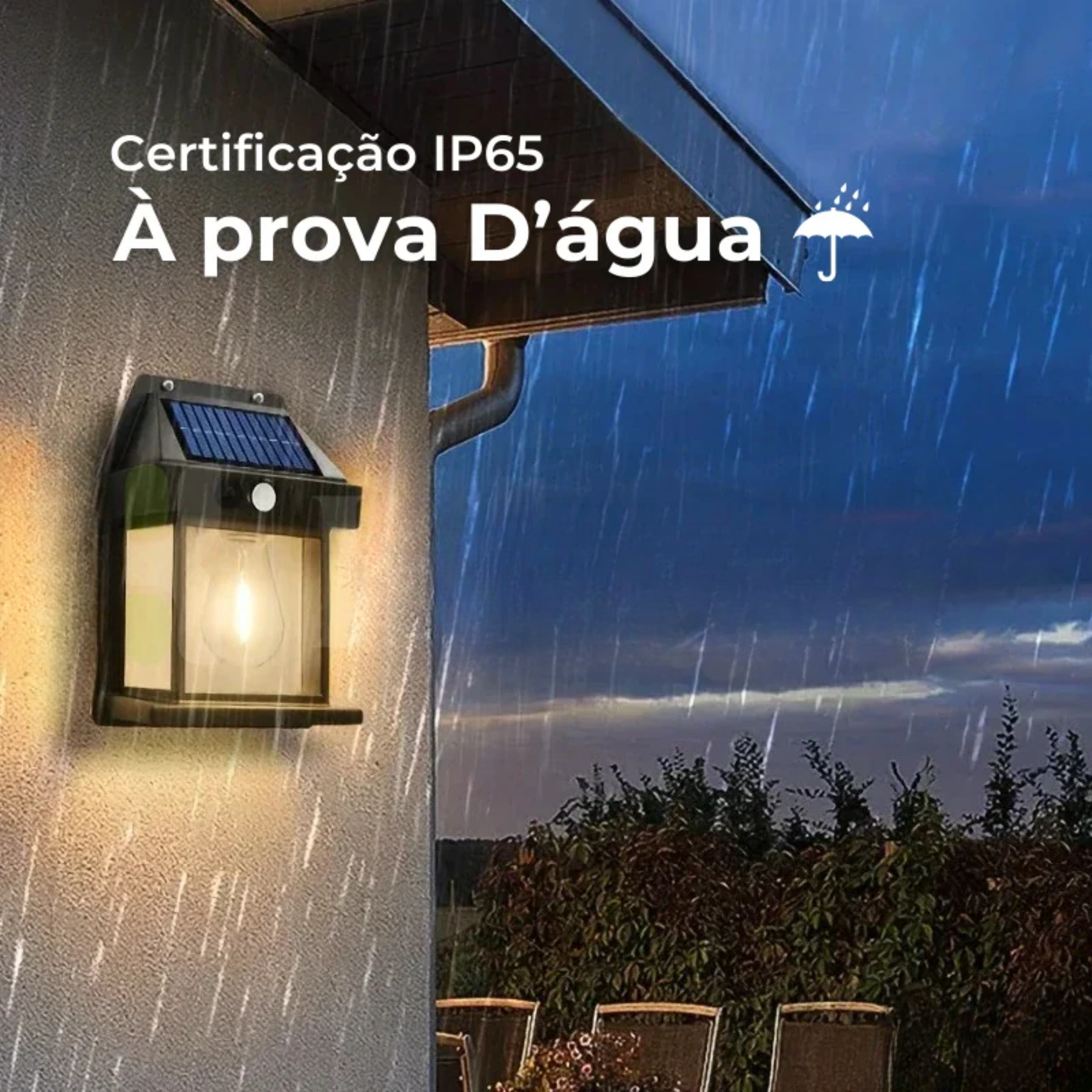 Kit Arandela Solar  Externa Vintage com Sensor de Movimento