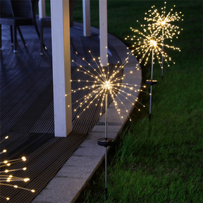 Luminária Solar Estaca LED Efeito Fogos de Artifício para Jardim