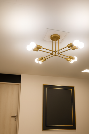 Lustre de Teto Moderno com 8 Lâmpadas e Hastes Estilo Geométrico