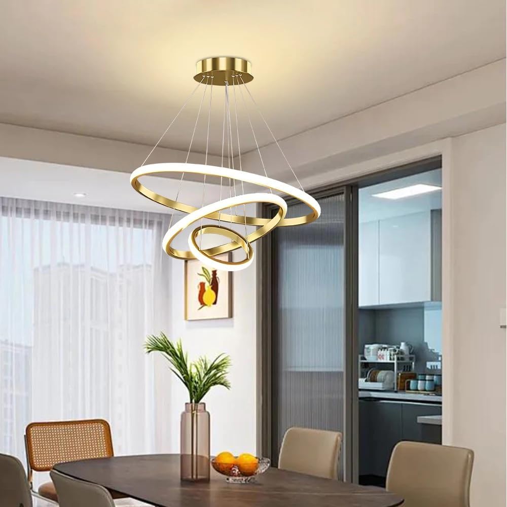 Lustre Nórdico LED Triplo Círculo com 3 Temperaturas de Luz