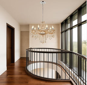 Lustre de Cristal Clássico Candelabro Âmbar com 8 Braços