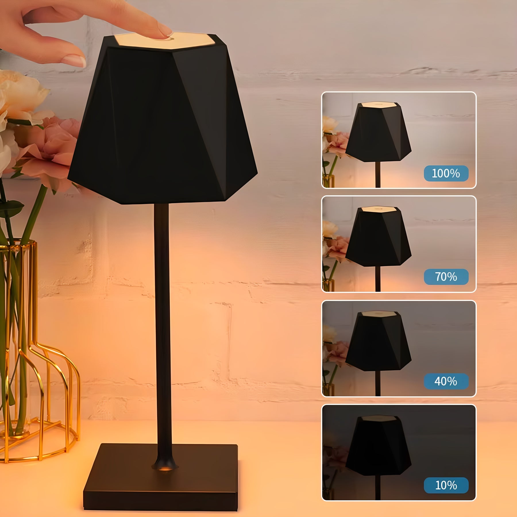 Kit 2 Luminárias LED Touch Geométricas Sem Fio Recarregáveis