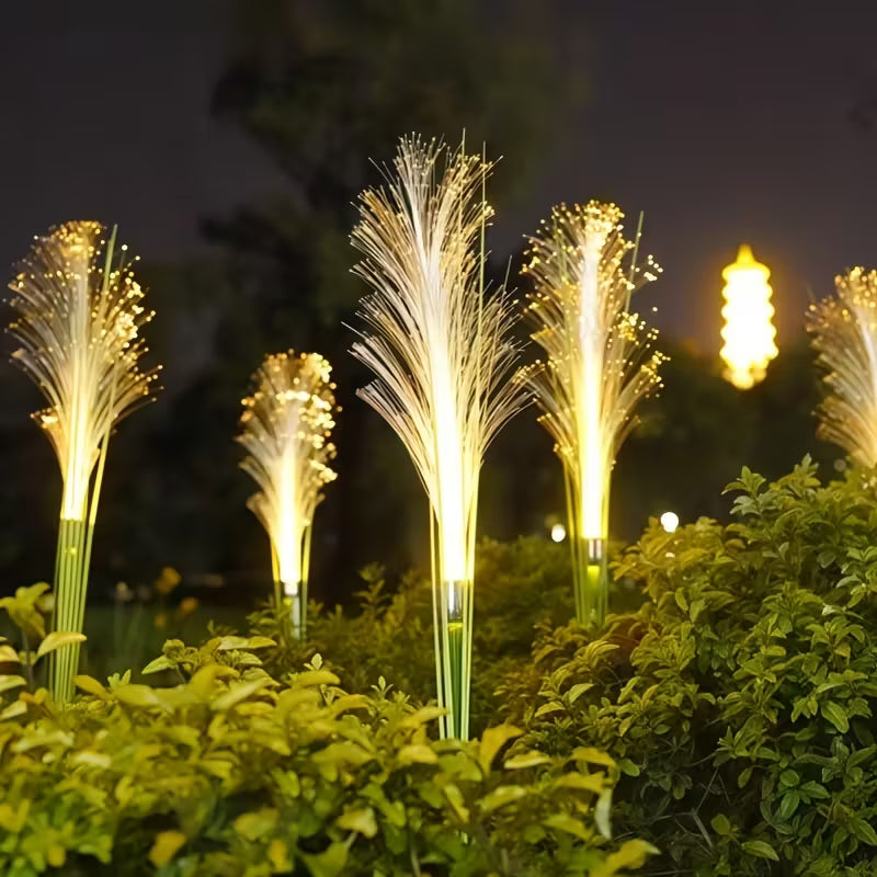 Luminária Solar LED  em Fibra Design Cana de Bambu  para Jardim