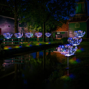 Luminária Solar Estaca LED Efeito Fogos de Artifício para Jardim